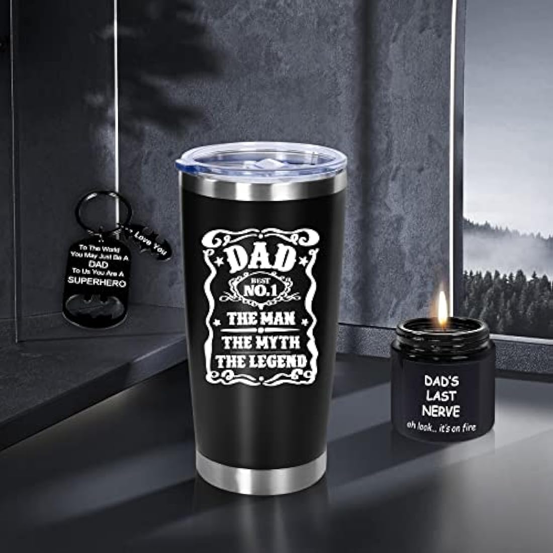 AYGE Dad Gifts Set | 6pc Father's Day Gift Box with 20oz Tumbler & Hat