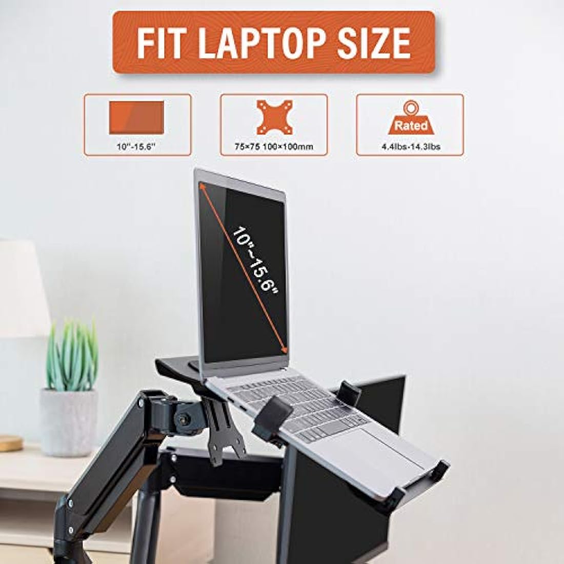PUTORSEN Laptop Mount Tray for VESA Monitor Arms | 10-15.6 inch Notebook