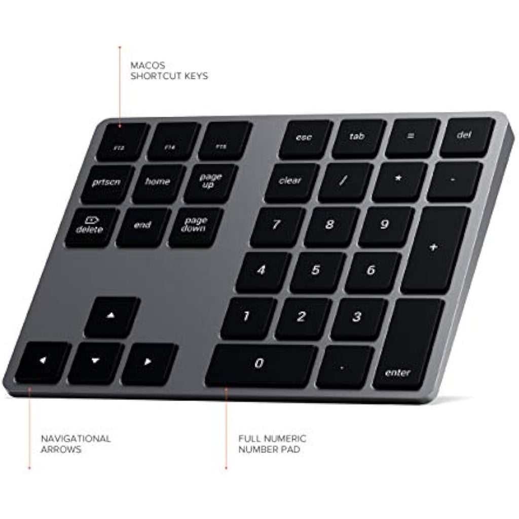 Satechi Bluetooth Extended Numeric Keypad – Slim Aluminum USB-C Rechargeable