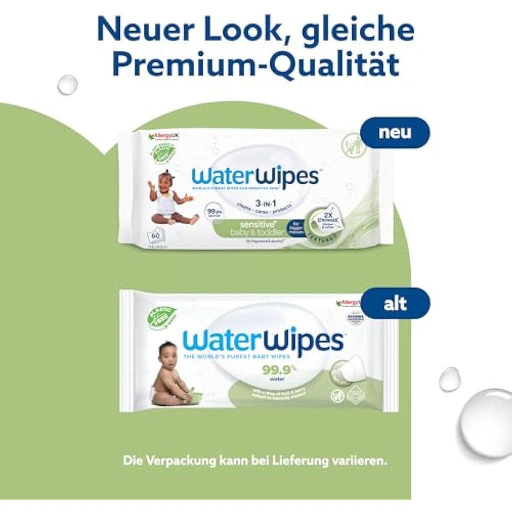 WaterWipes Sensitive+ Baby & Toddler Wipes | 720 Count | Unscented
