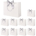 Jolof Store White Paper Gift Bags with Silver Bows - 10 Pack Large