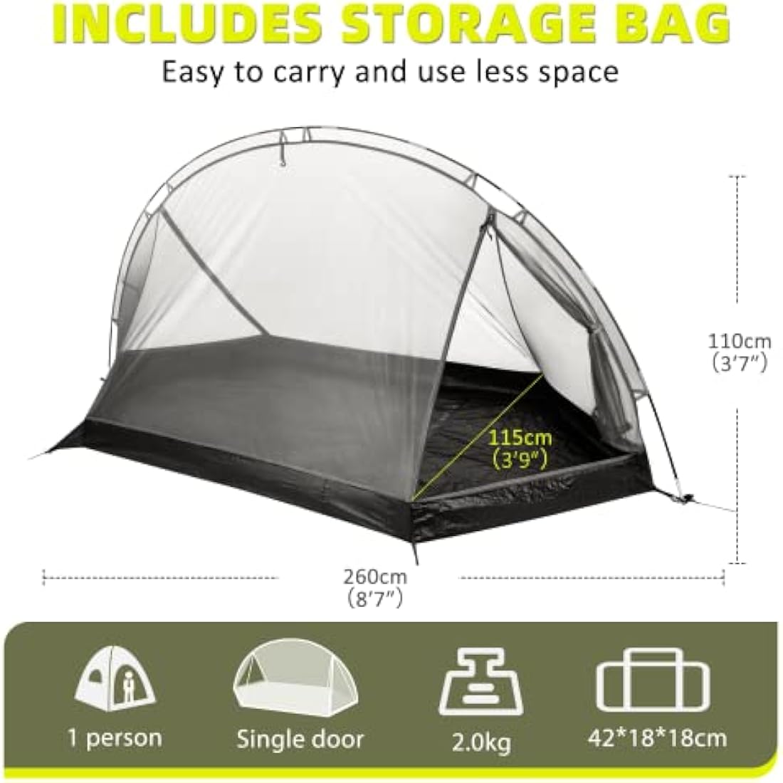 Forceatt 1-2 Person Waterproof Camping Tent | Ultralight 4-Season Dome Tent
