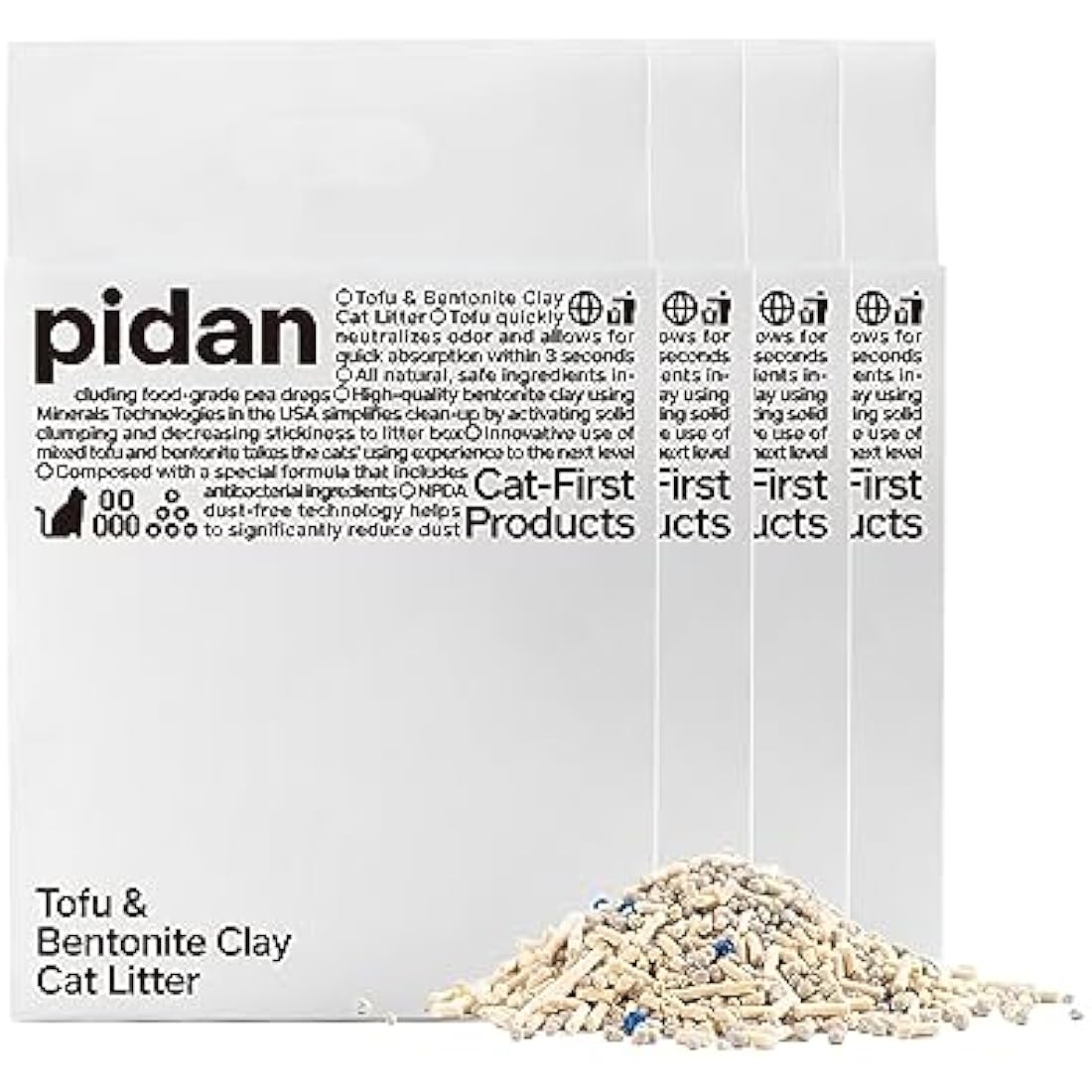 pidan Mix Tofu Cat Litter | Natural Bentonite Clumping & Flushable (4-Pack)