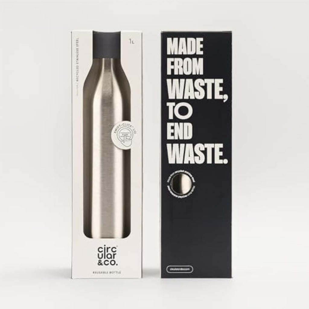 Circular & Co 1L Recycled Stainless Steel Insulated Water Bottle - Grey
