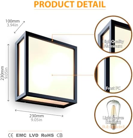 EBION Outdoor Wall Lantern – Modern IP54 Waterproof Aluminum Sconce
