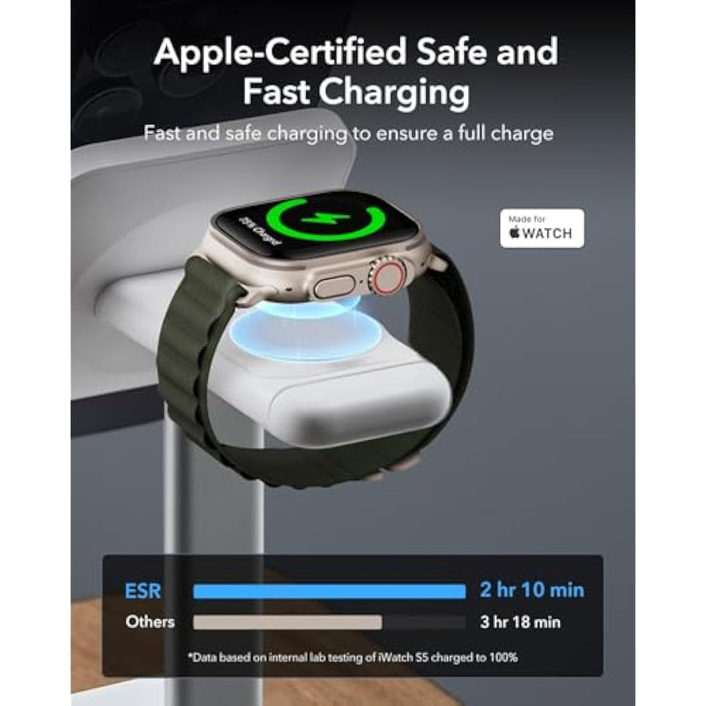 ESR 3-in-1 MagSafe Wireless Charger Stand for iPhone & Apple Watch – White