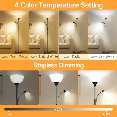 OUTON LED Floor Lamp – Dimmable Mother and Child Lamp with Remote & App