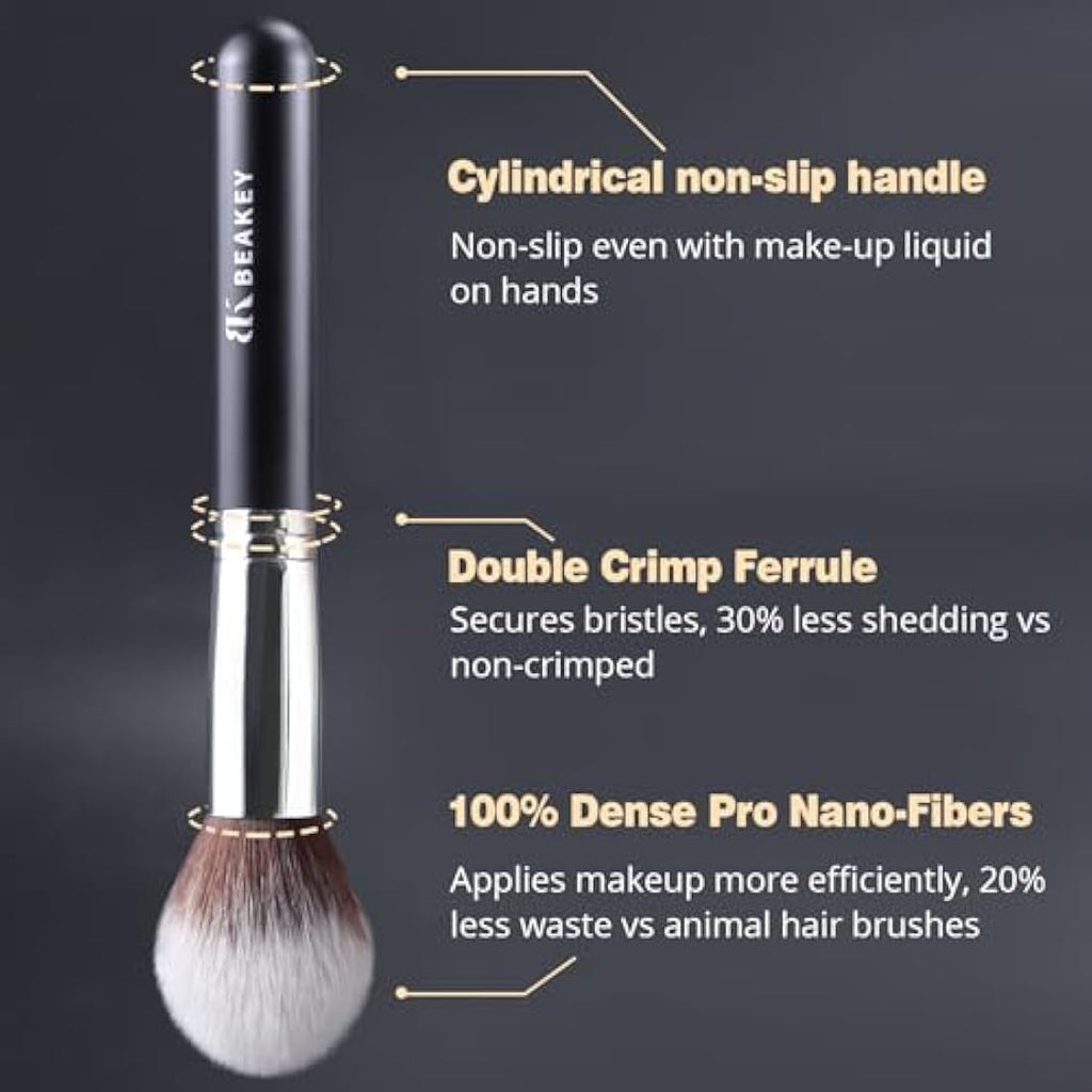 BEAKEY 12Pcs Makeup Brush Set with 2 Sponges | Synthetic Kabuki Kit