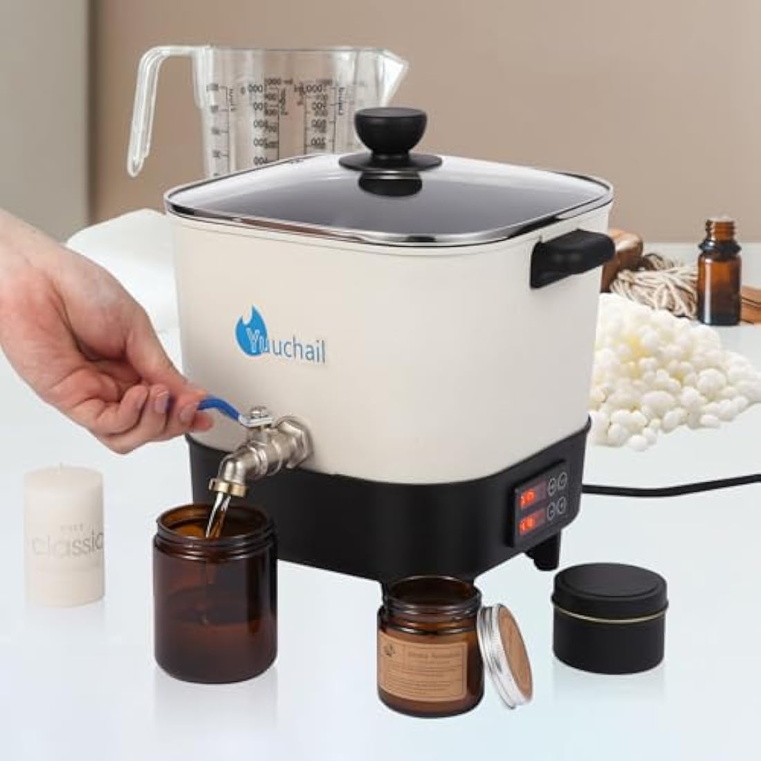 Yuuchail 6.5L Wax Melter for Candle Making | Digital Non-Stick Pot