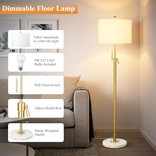Jolof Store Modern Gold Floor Lamp | Adjustable Height & 3 Color Modes