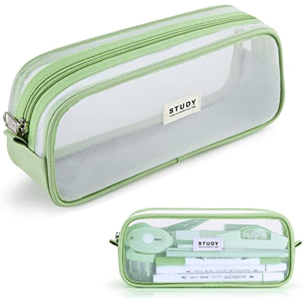 KALIDI Clear Mesh Pencil Case – Large Capacity Stationery Pouch