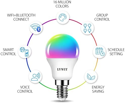 LVWIT E14 Smart LED Bulb - RGB WiFi Dimmable Alexa Compatible, 6 Pack