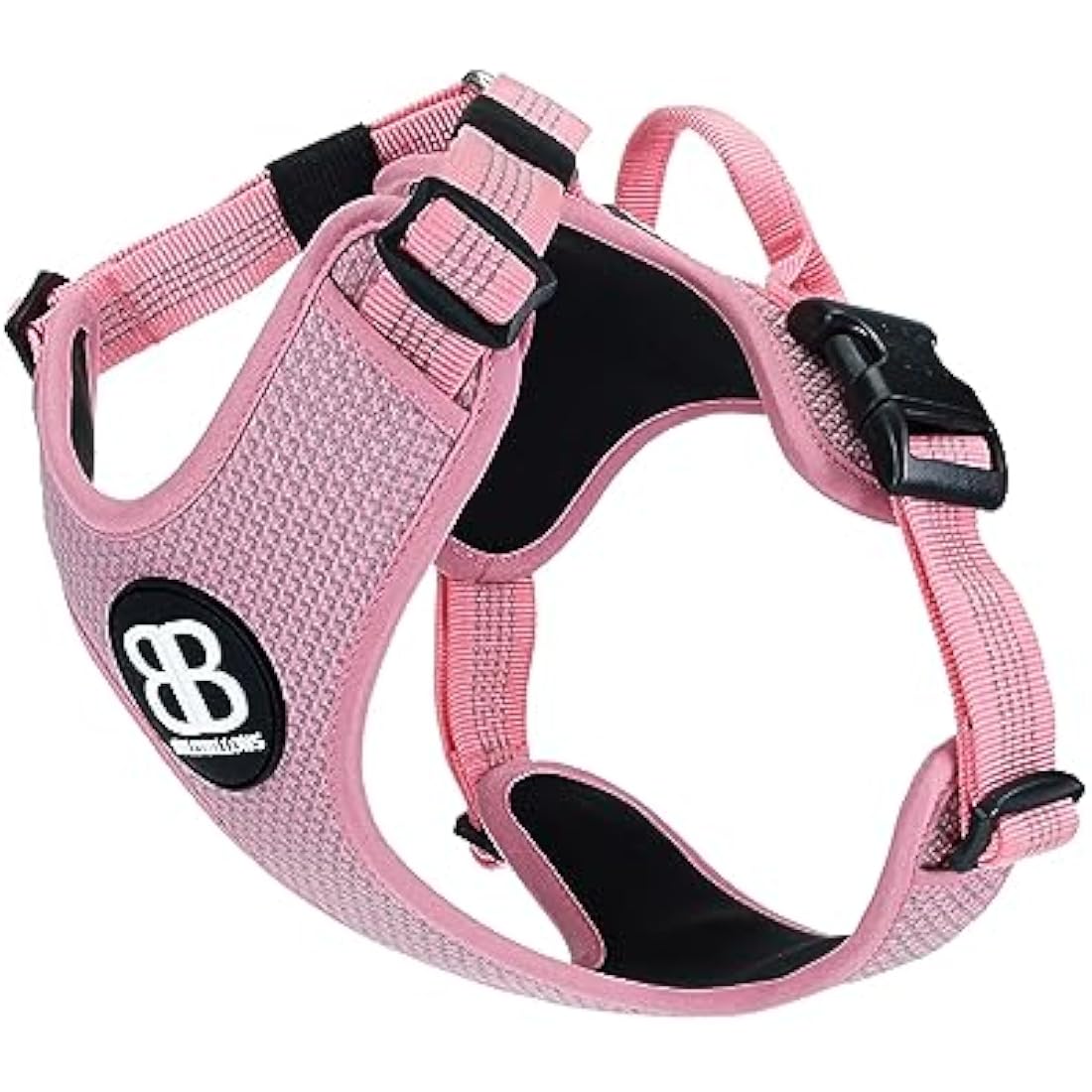 BullyBillows Active Light Dog Harness | Padded Reflective Nylon | Pink XL