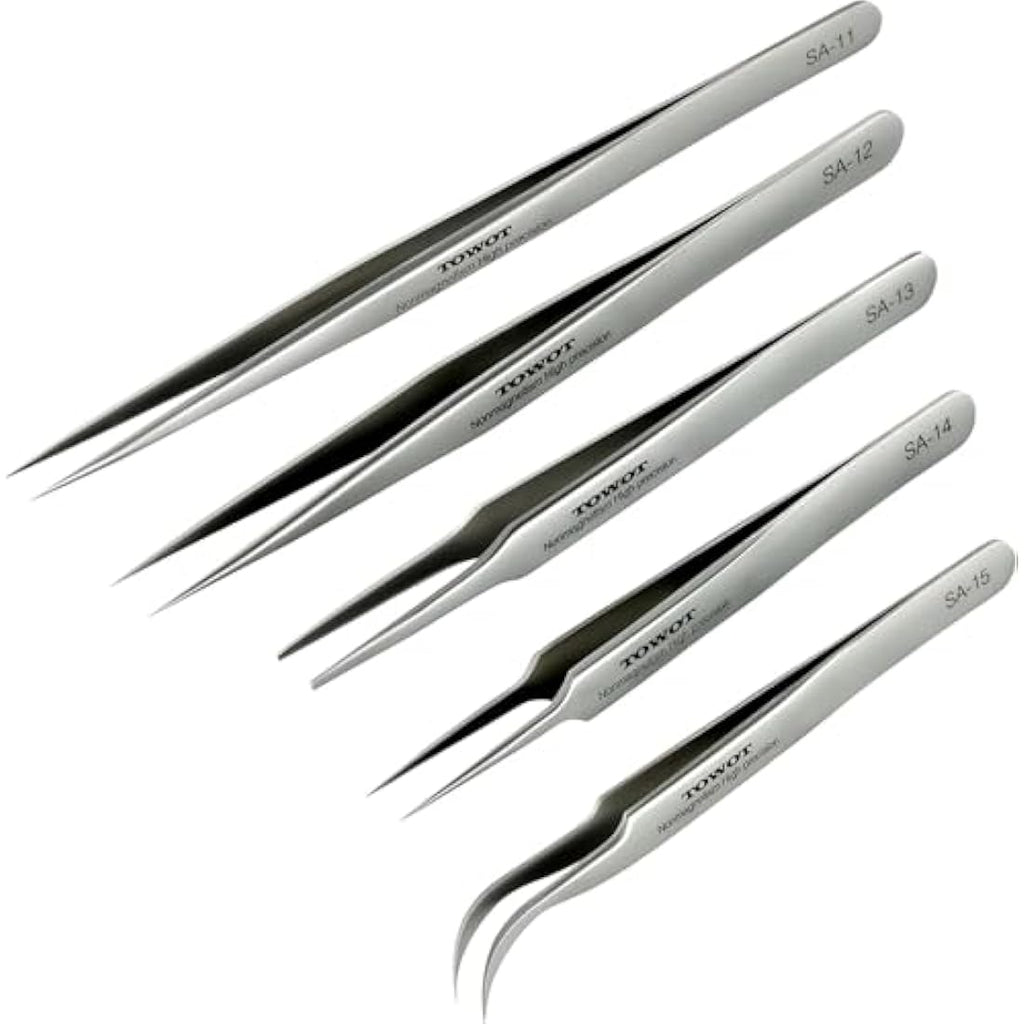 Jolof Store Precision Stainless Steel Tweezers Set for Electronics – 5 PCS
