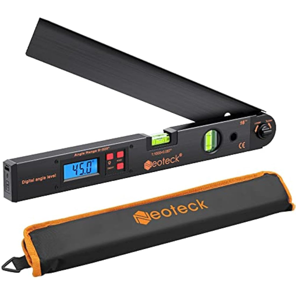 Neoteck Digital Angle Finder Protractor | 16 Inch Aluminum 225° Gauge
