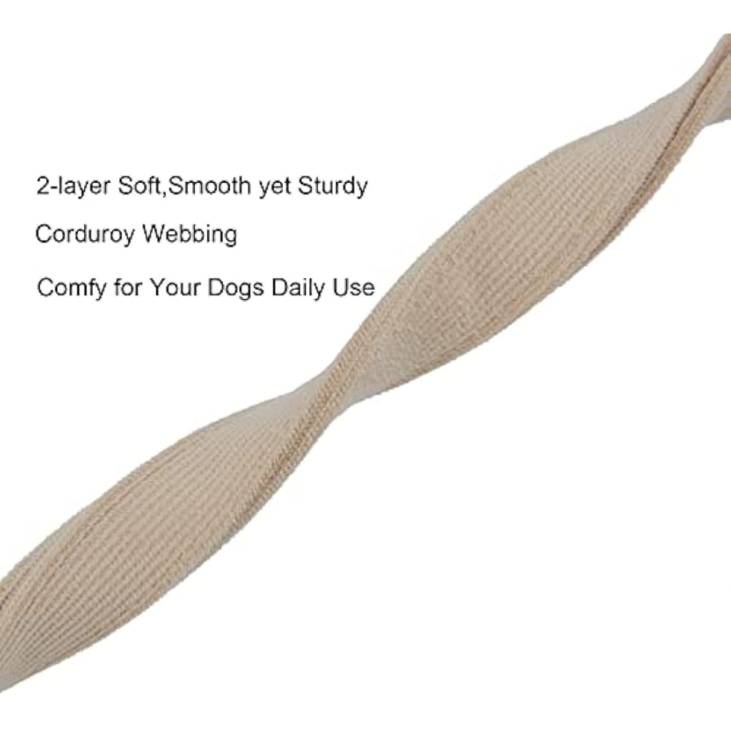 YUDOTE Cotton Corduroy Dog Collar for Sensitive Skin - Creamy White, Medium