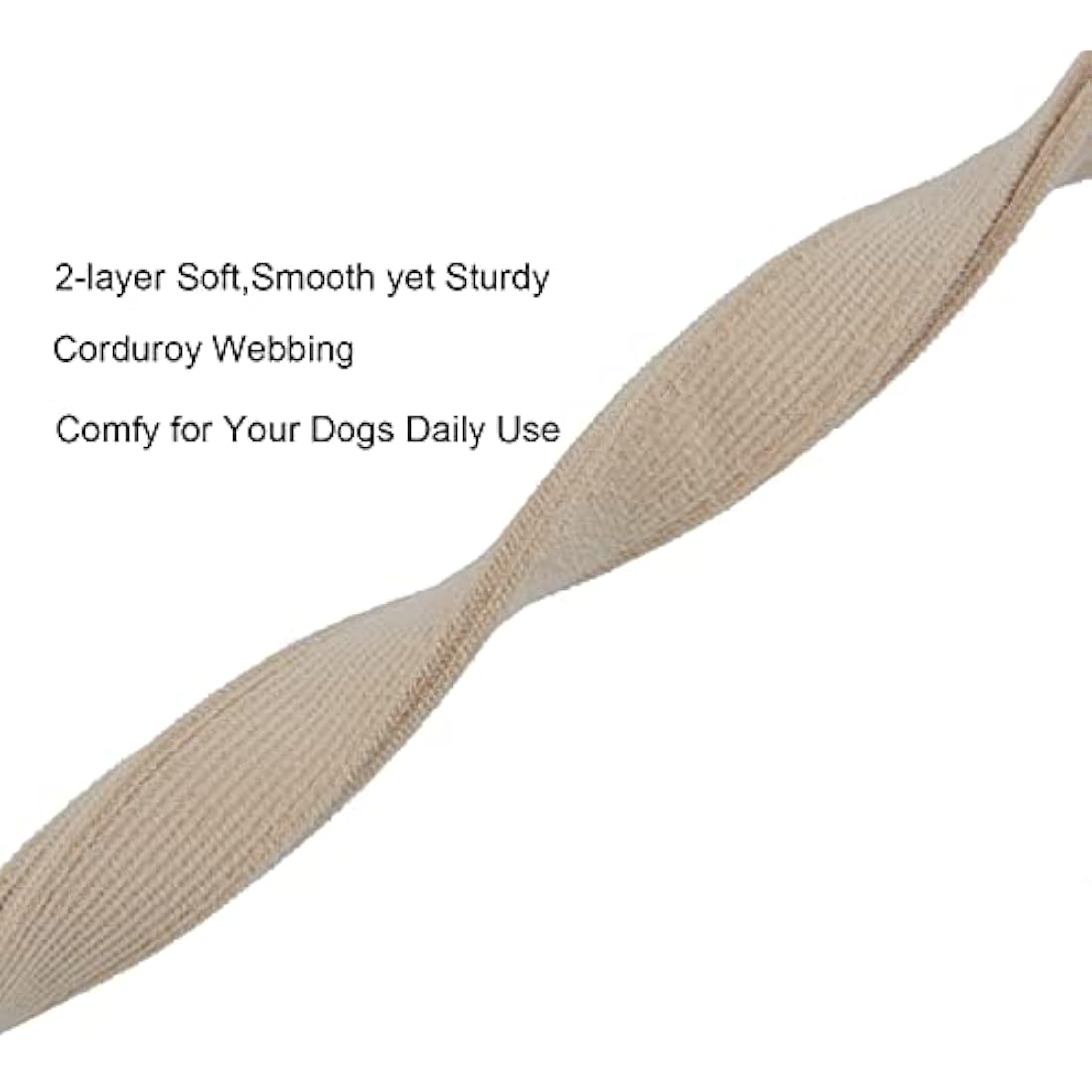 YUDOTE Cotton Corduroy Dog Collar for Sensitive Skin - Creamy White, Medium