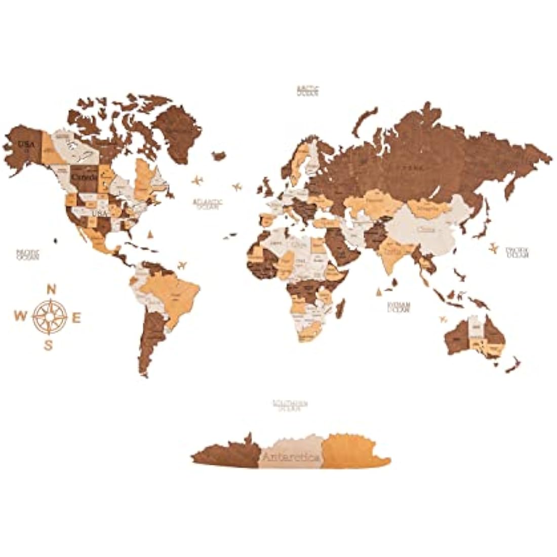 Woodvio 3D Wooden World Map – Decorative Wall Art for Home & Office
