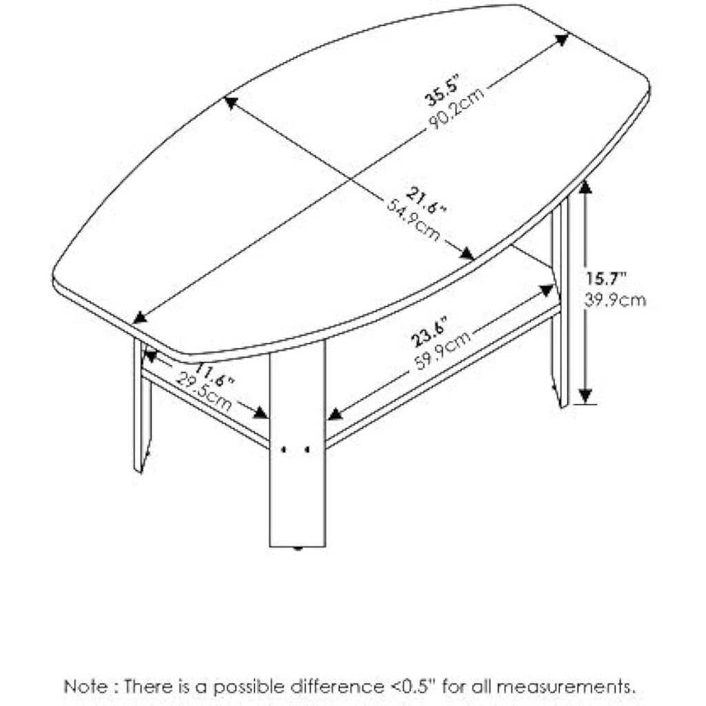 Furinno Simple Design Coffee Table | French Oak & Black Side Table