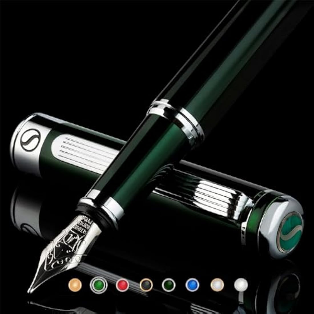 Scriveiner Luxury Fountain Pen – British Racing Green with Schmidt Nib