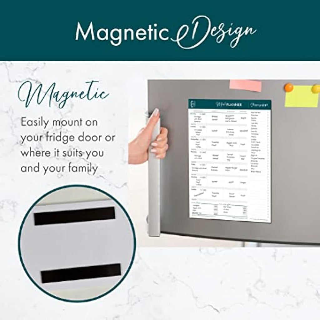 Perfect Planner Co Magnetic Weekly Meal Planner Pad | A4 Teal 50 Pages