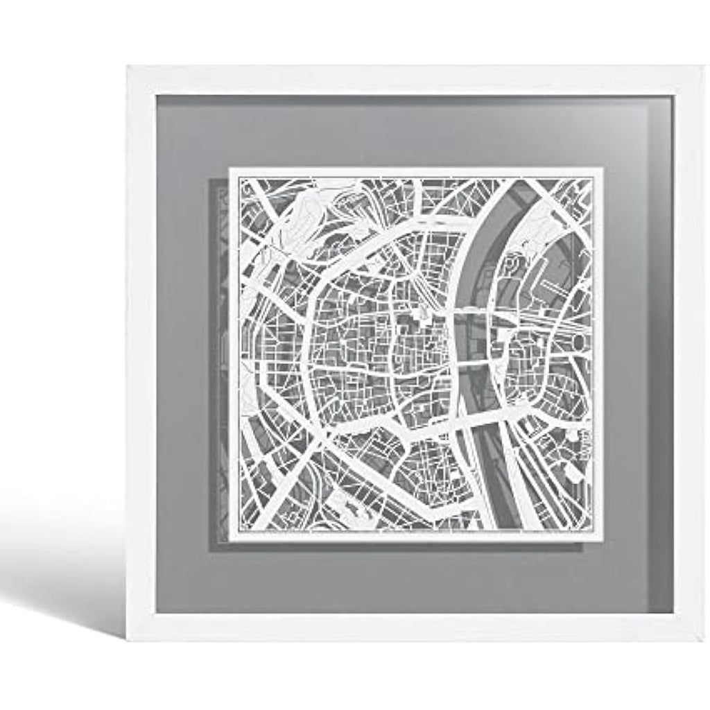 O3 Design Studio Cologne Marco de Papel para Mapas | White 9x9"