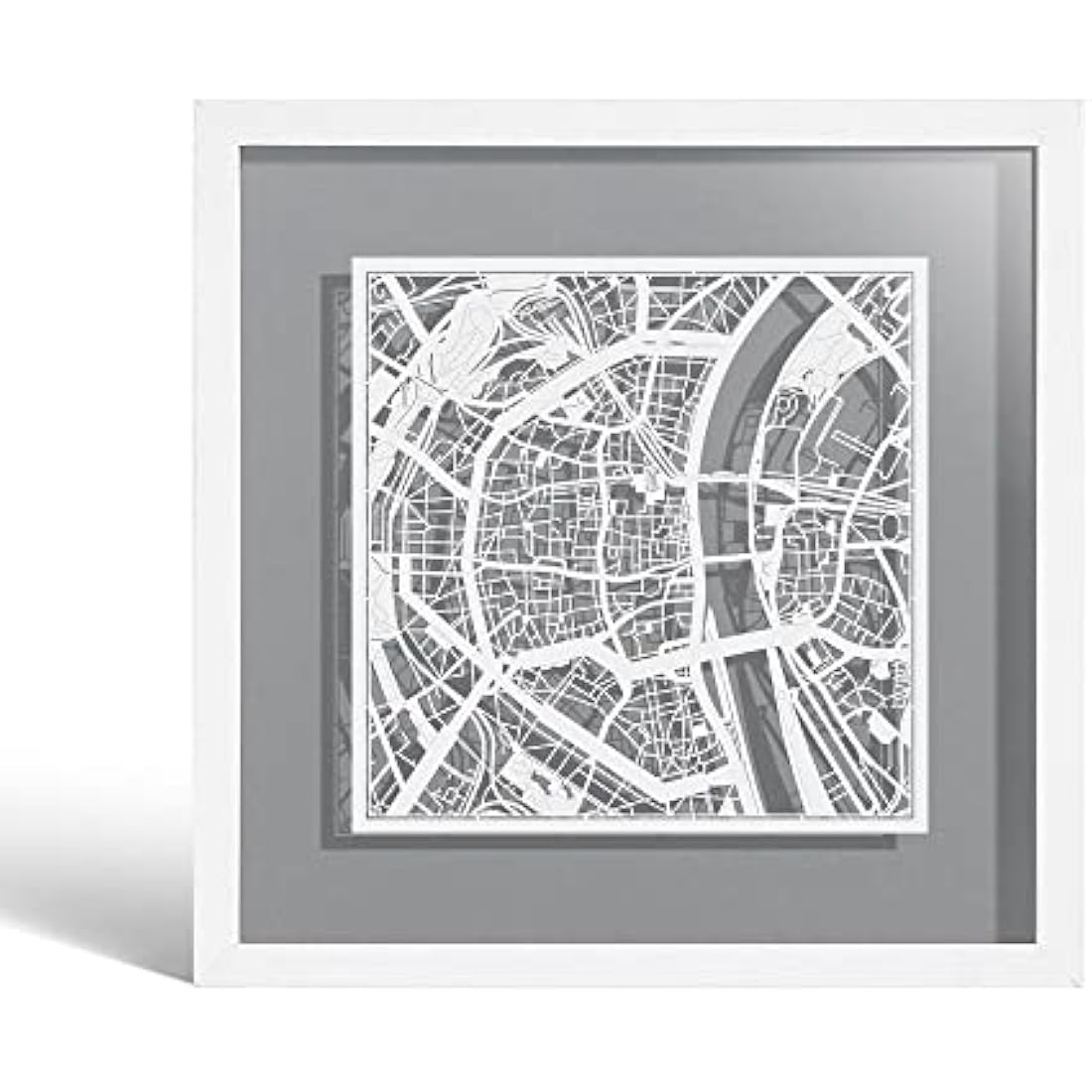 O3 Design Studio Cologne Marco de Papel para Mapas | White 9x9"