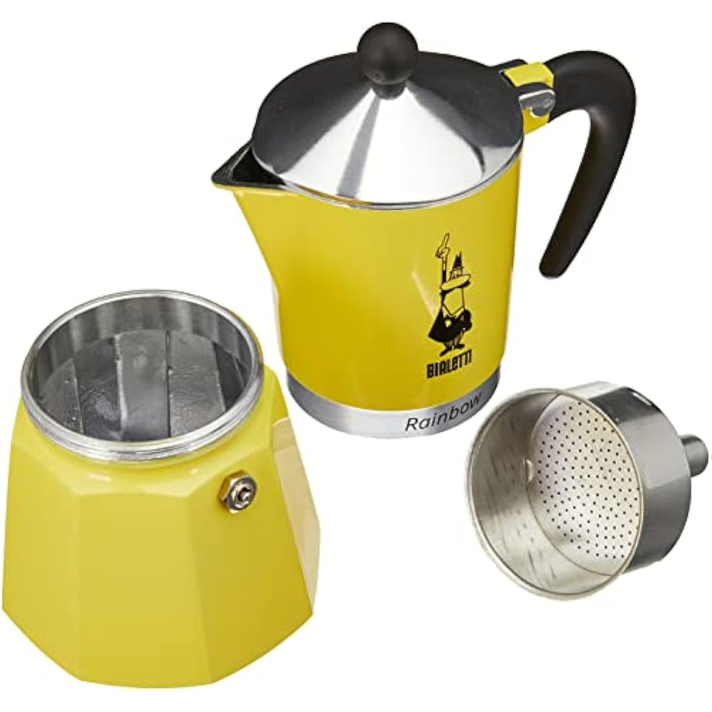 Bialetti Rainbow Caffettiera Moka in Alluminio, Giallo – 6 Tazze
