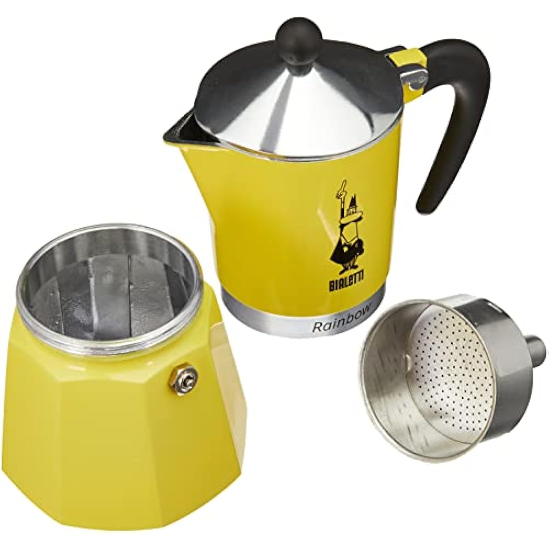 Bialetti Rainbow Caffettiera Moka in Alluminio, Giallo – 6 Tazze