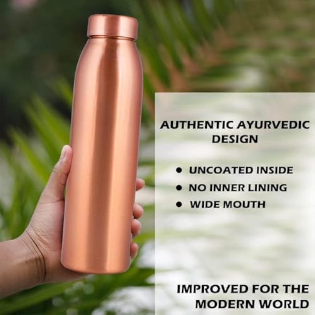 Pure Copper Water Bottle 1L - Ayurvedic Vessel (Set of 3)