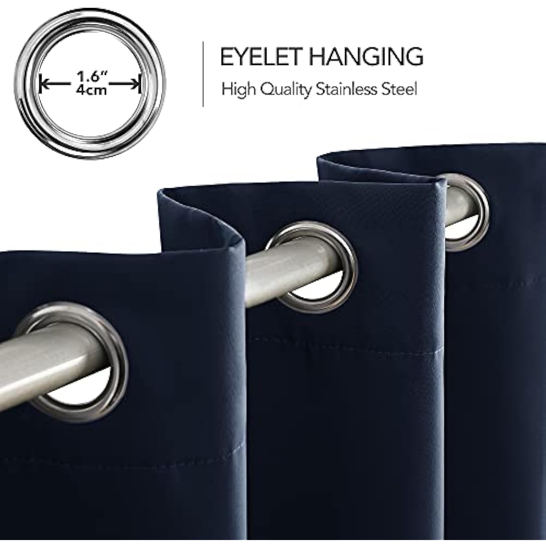 Deconovo Thermal Blackout Eyelet Curtains - Navy Blue, 46 x 90 Inch