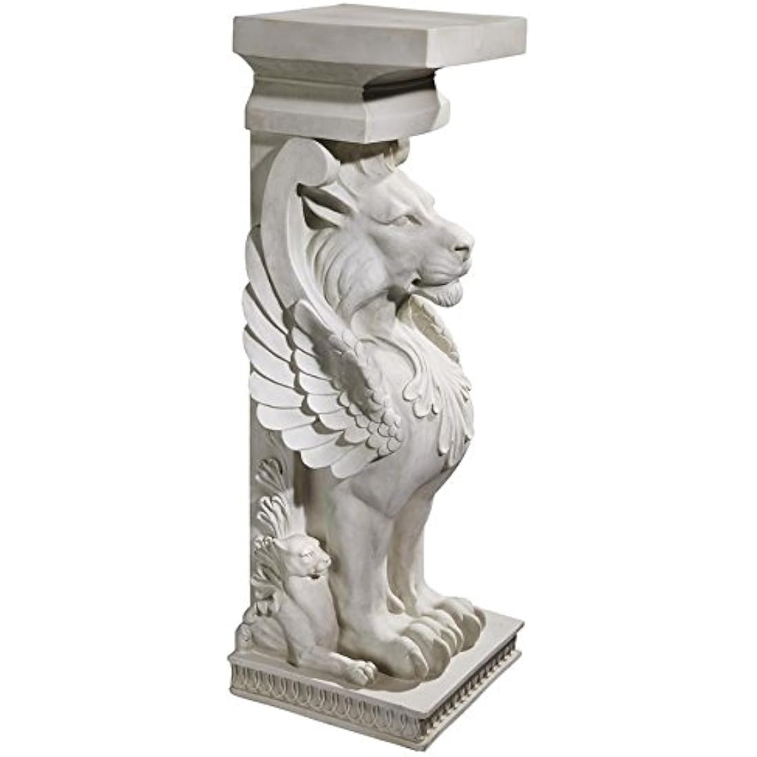 Design Toscano Winged Lion Roman Pedestal Plant Stand - Antique Stone