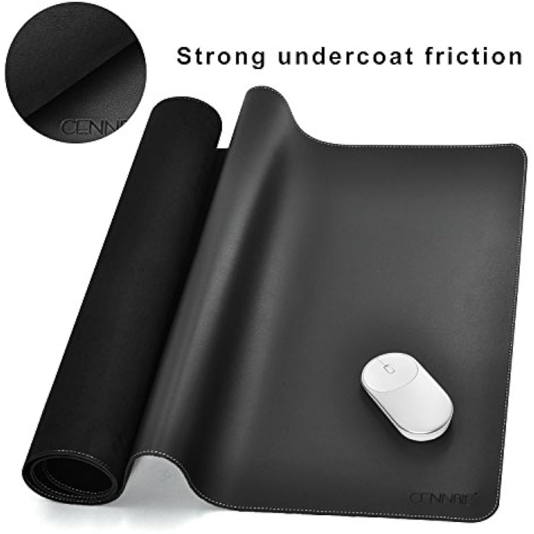 CENNBIE Extra Large Leather Desk Mat – 100x50cm Non-Slip Desk Pad, Black