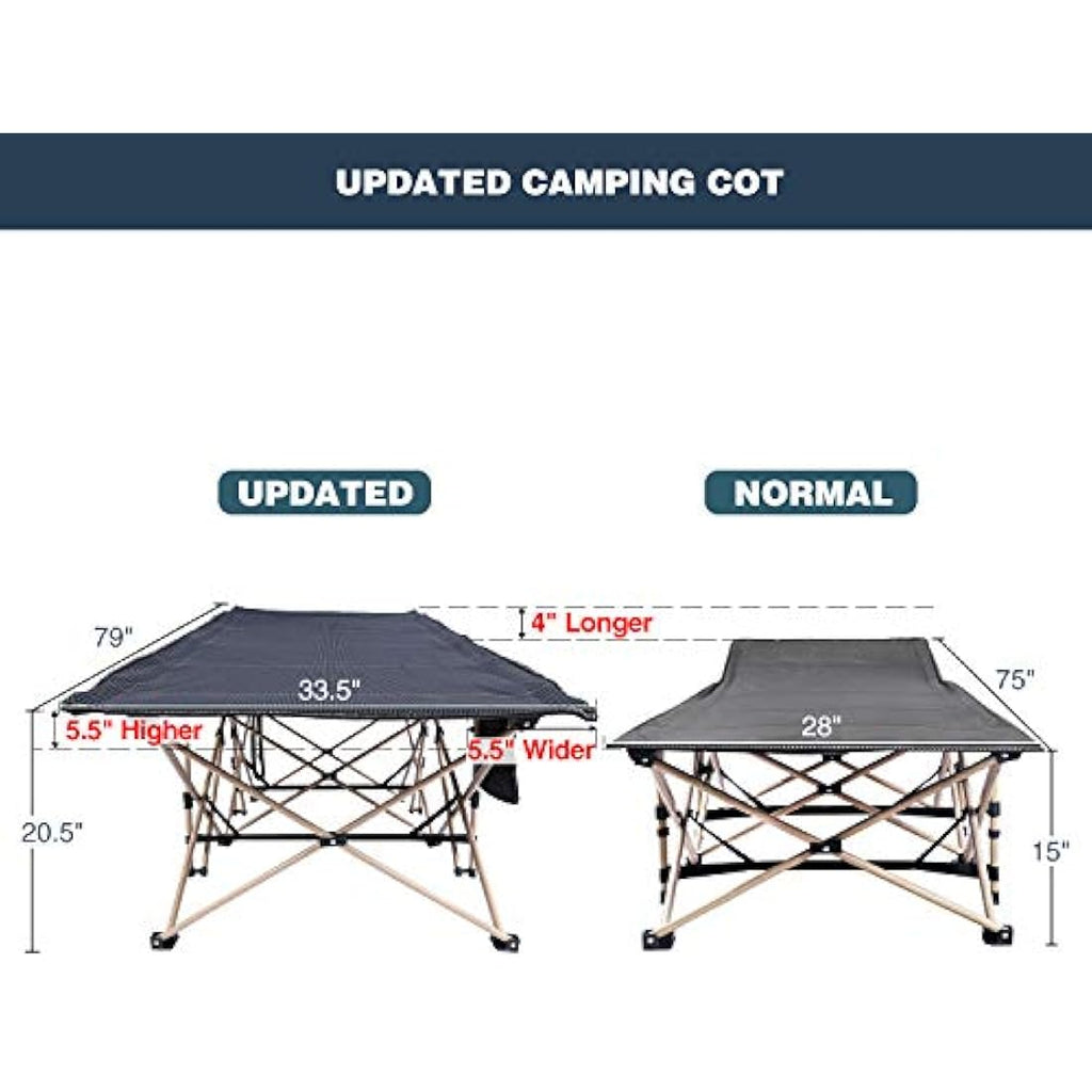 REDCAMP XXL Heavy Duty Folding Camping Cot | 500lbs Portable Bed