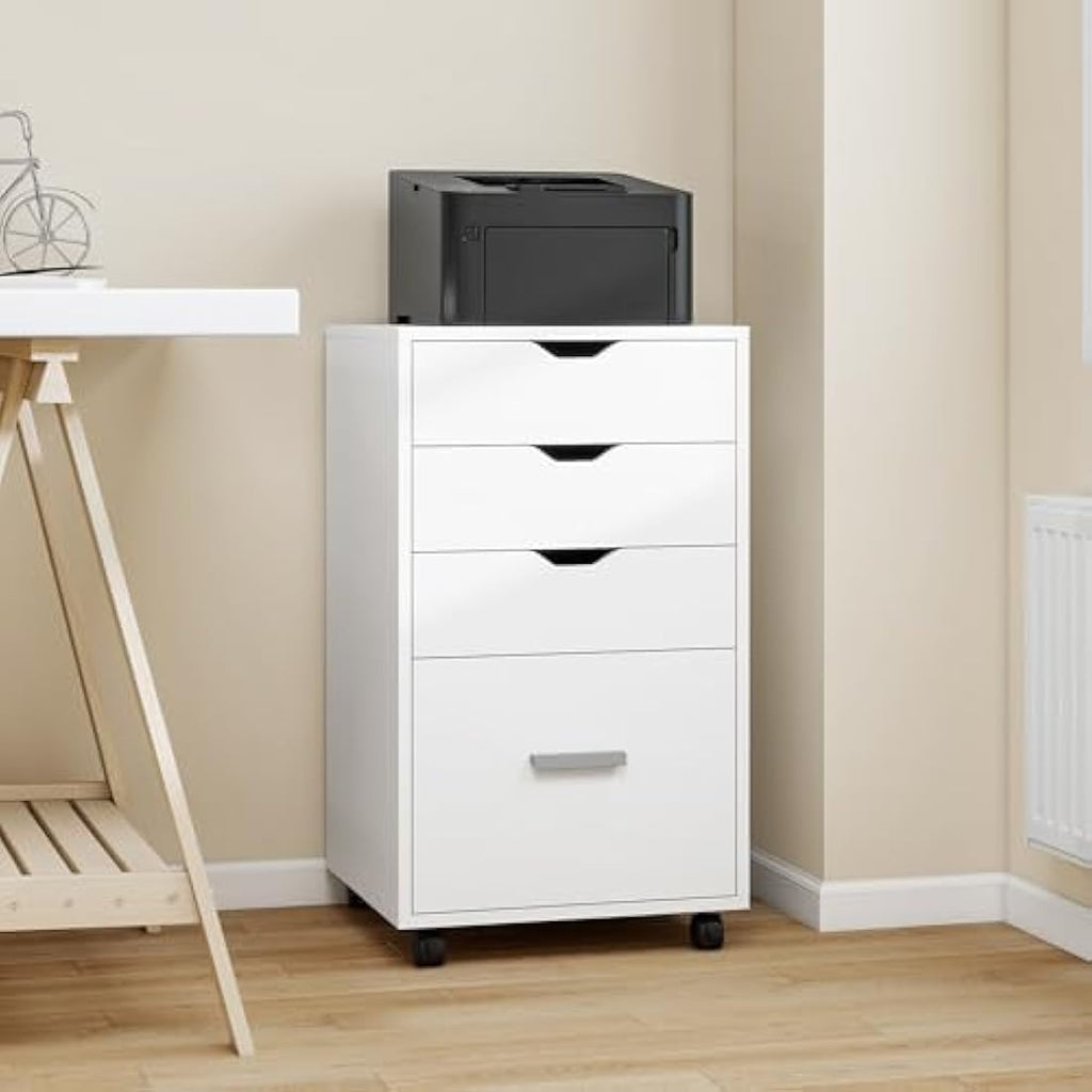 YITAHOME 4-Drawer Mobile File Cabinet | Rolling Under Desk Storage, White