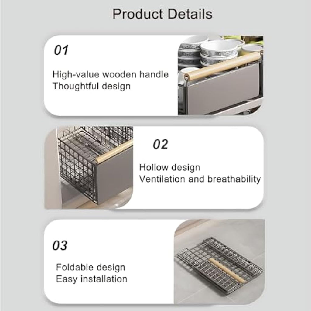 Pull Out Cabinet Organiser | No-Drill Grey Sliding Drawer