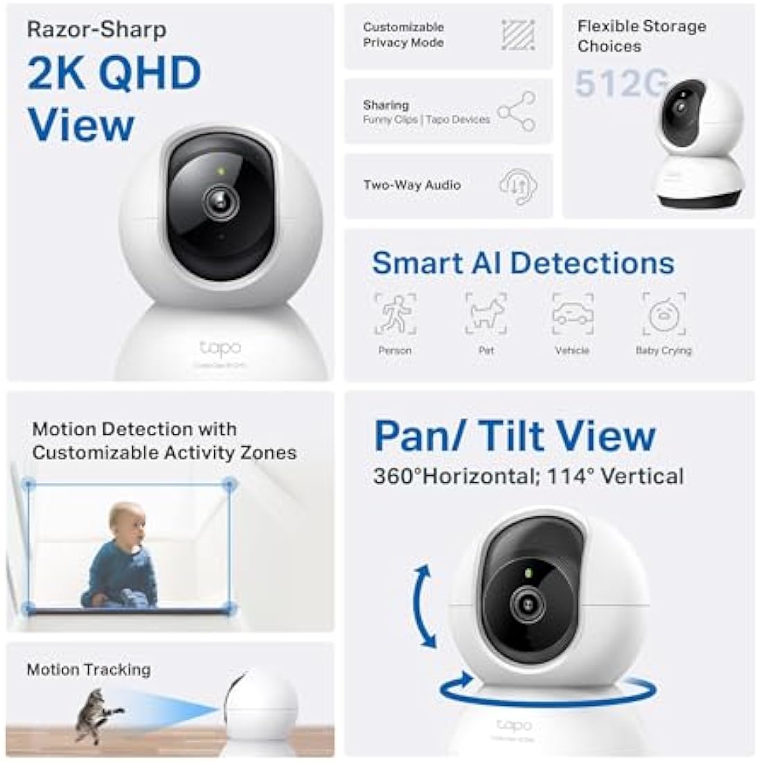Tapo C220 2K QHD Indoor Security Camera | 360° Pan/Tilt AI Baby Monitor
