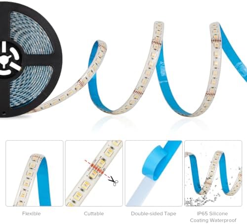 BTF-LIGHTING 5-in-1 RGBCCT LED Strip | DC24V IP65 Waterproof 5M 480LEDs
