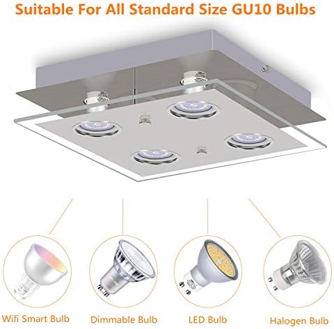 HiBay Modern 4-Way LED Ceiling Spotlight | Chrome Square Flush Light