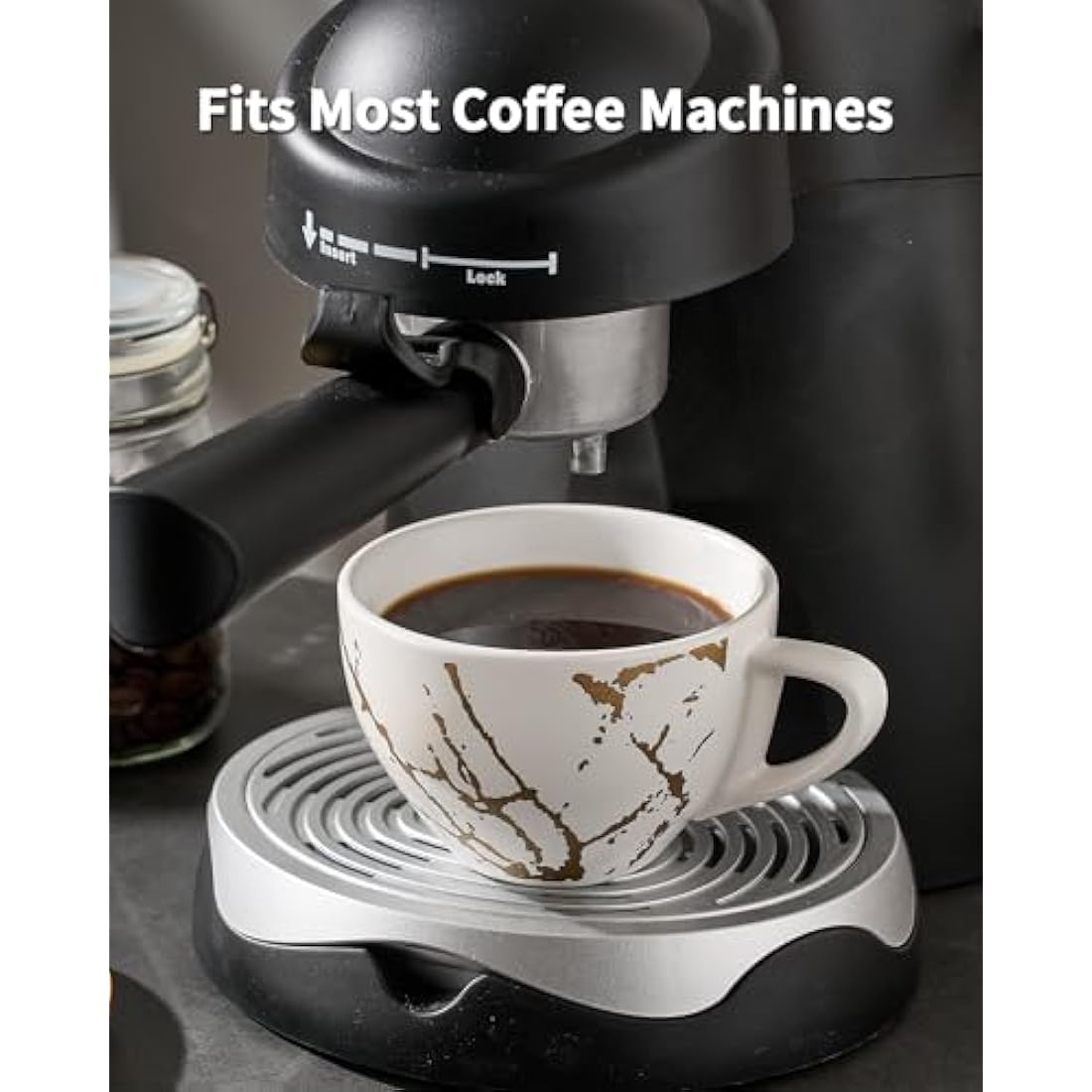 4-Piece Stackable Ceramic Cappuccino Cups with Saucers and Stand