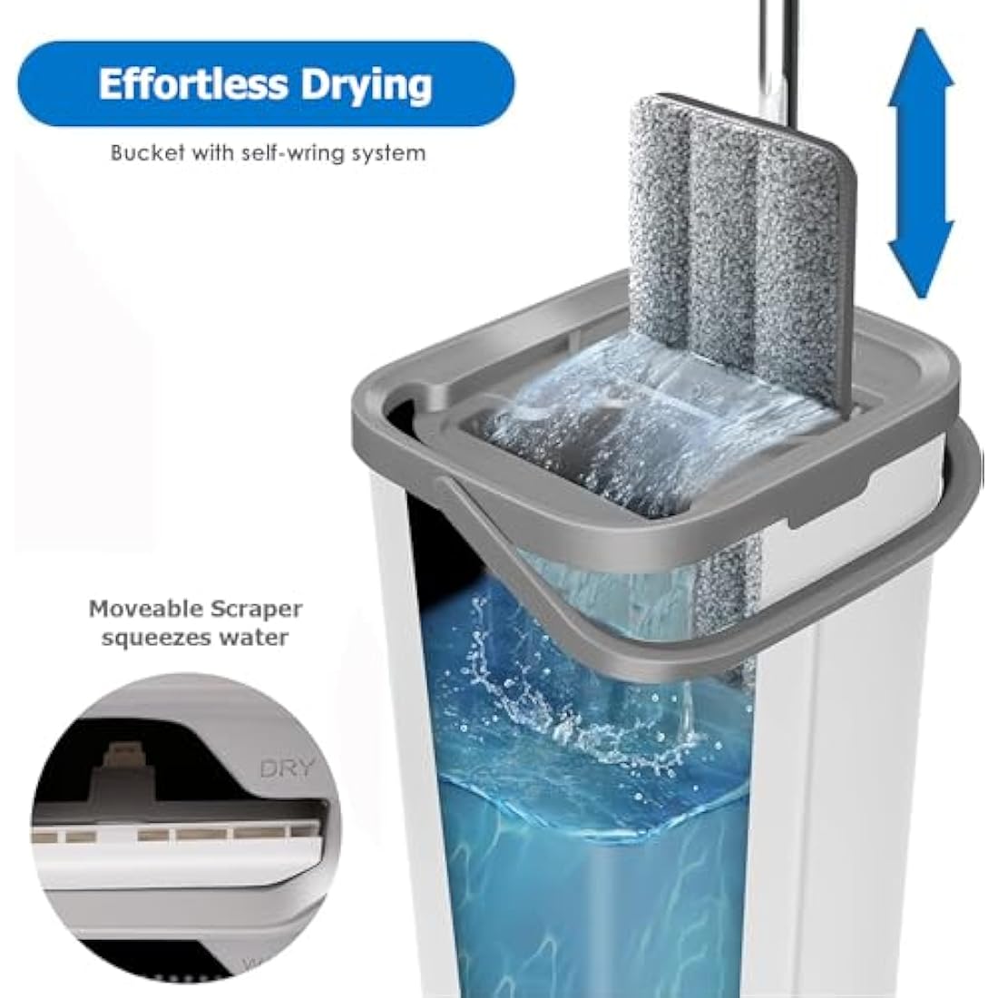 FurnitureXtra Microfibre Flat Mop and Bucket Set | 360 Swivel Handle