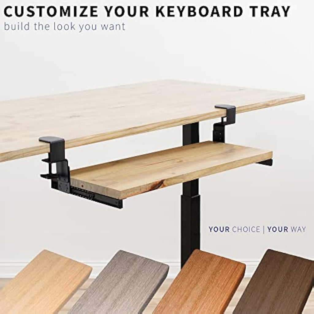 VIVO Height Adjustable Under Desk Keyboard Tray Rails with C-Clamps