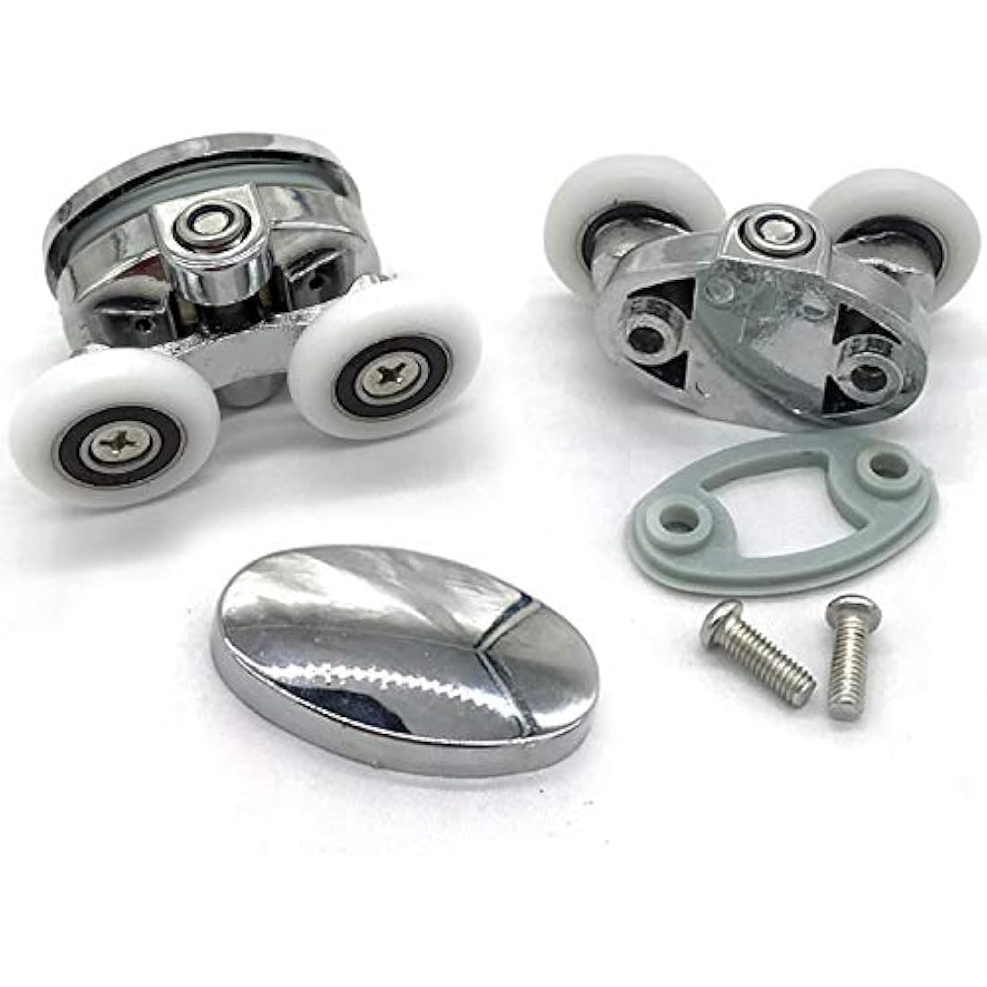 YUANQIAN Twin Wheel Shower Door Rollers | 25mm Oval Butterfly Set of 4
