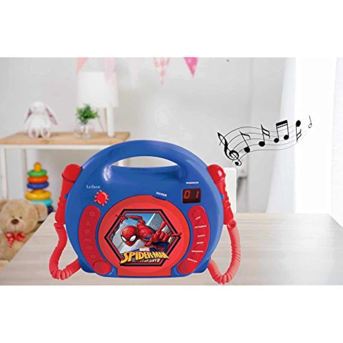 Spider-Man Kids Portable CD Player with 2 Microphones | Lexibook RCDK100SP