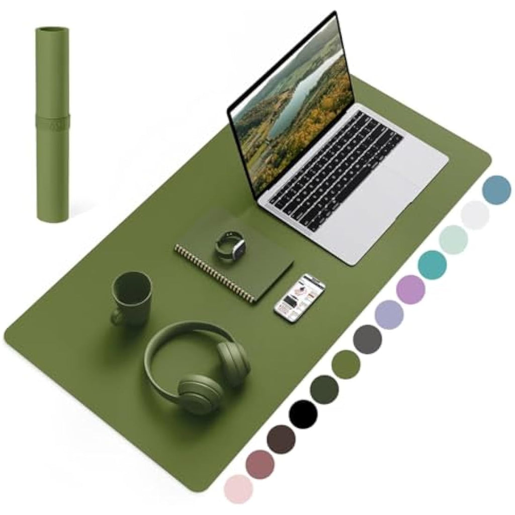 YSAGi Leather Desk Pad – Waterproof Non-Slip Office Writing Mat, Grass Green