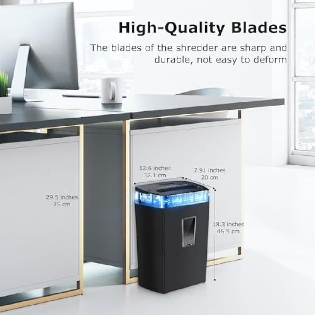 Bonsaii 12-Sheet Cross Cut Paper Shredder | P-4 Security & 21L Bin