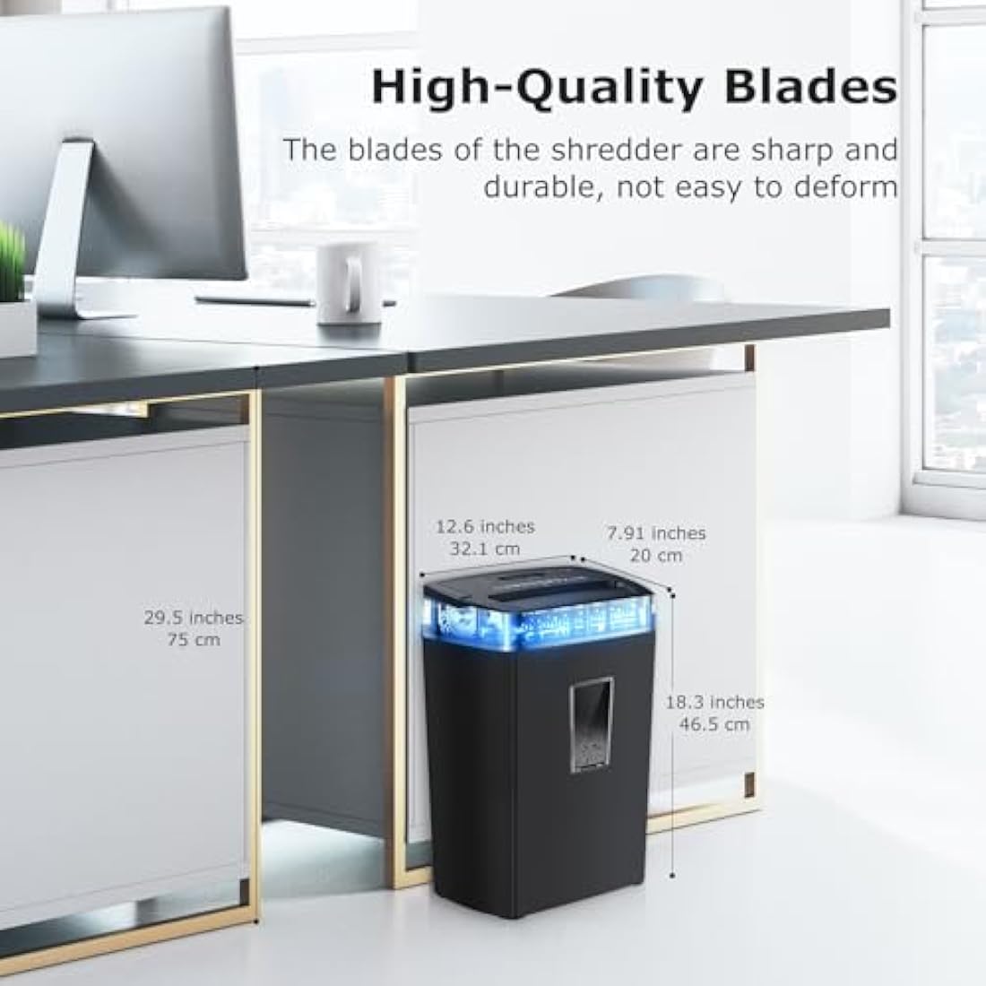 Bonsaii 12-Sheet Cross Cut Paper Shredder | P-4 Security & 21L Bin