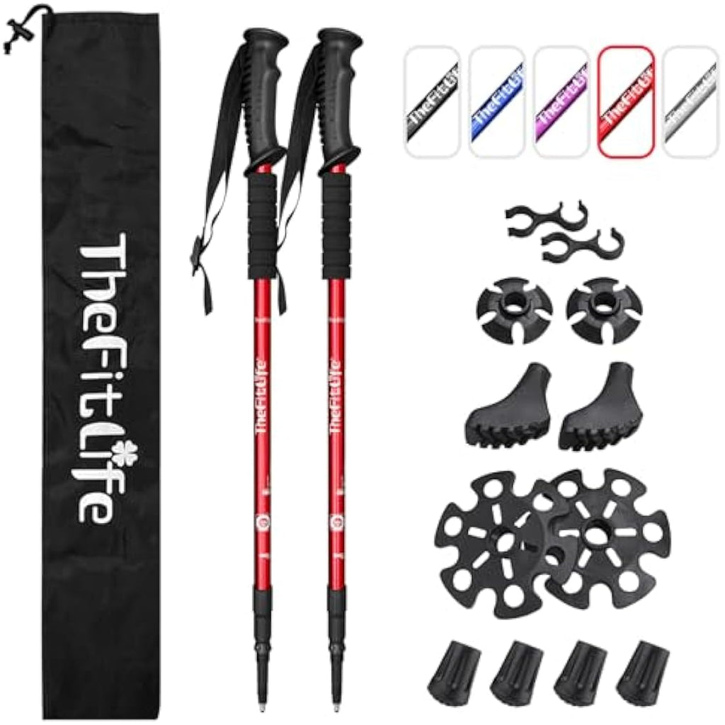 TheFitLife Aluminum Trekking Poles – Ultralight Collapsible Hiking Sticks