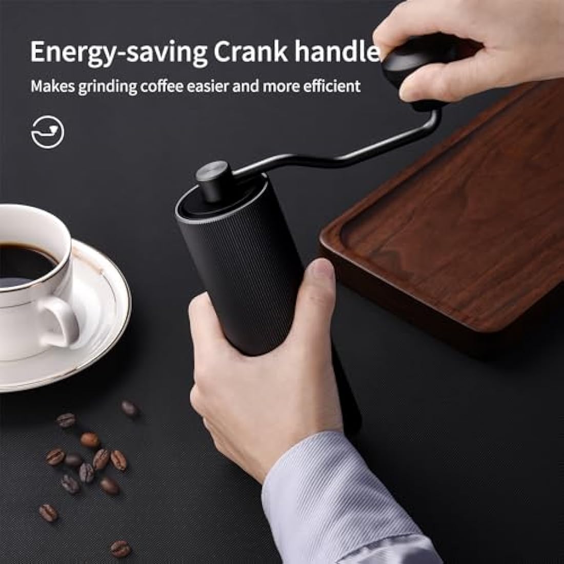 ELMWAY Manual Coffee Grinder – Stainless Steel Burr & Aluminium Body