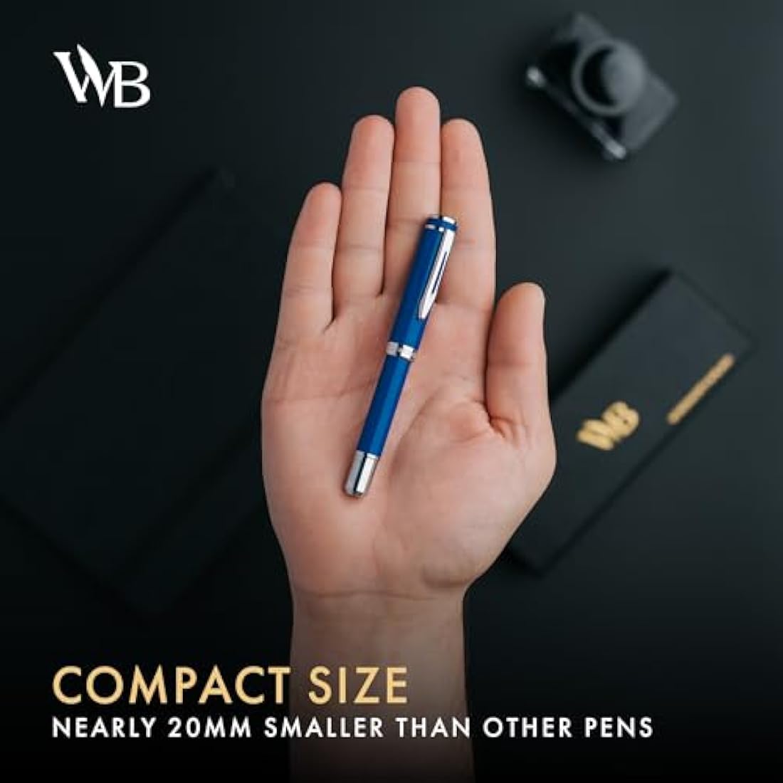Wordsworth and Black Mini EDC Fountain Pen | Blue Pocket Pen with Medium Nib